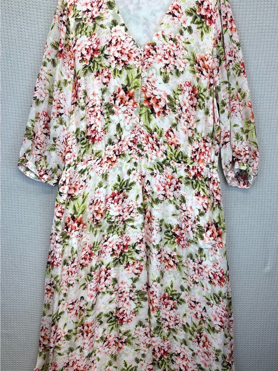J. Jill Dresses & Skirts - J Jill Pebble Hydrangea Pink Floral Print Tie Waist Dress Sz 2X Feminine Cottage